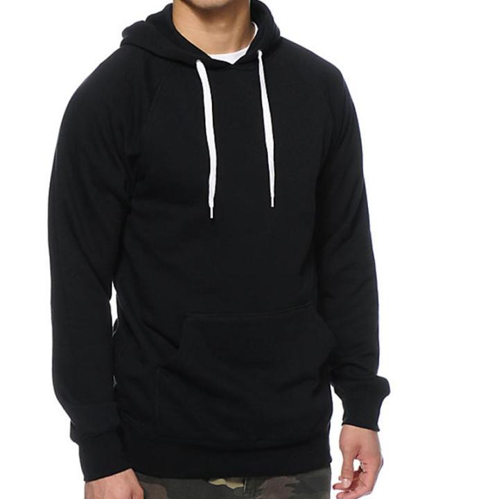 Black Hoodie Jacket for Men Microfiber Long Sleeve Casual Wear M L XL